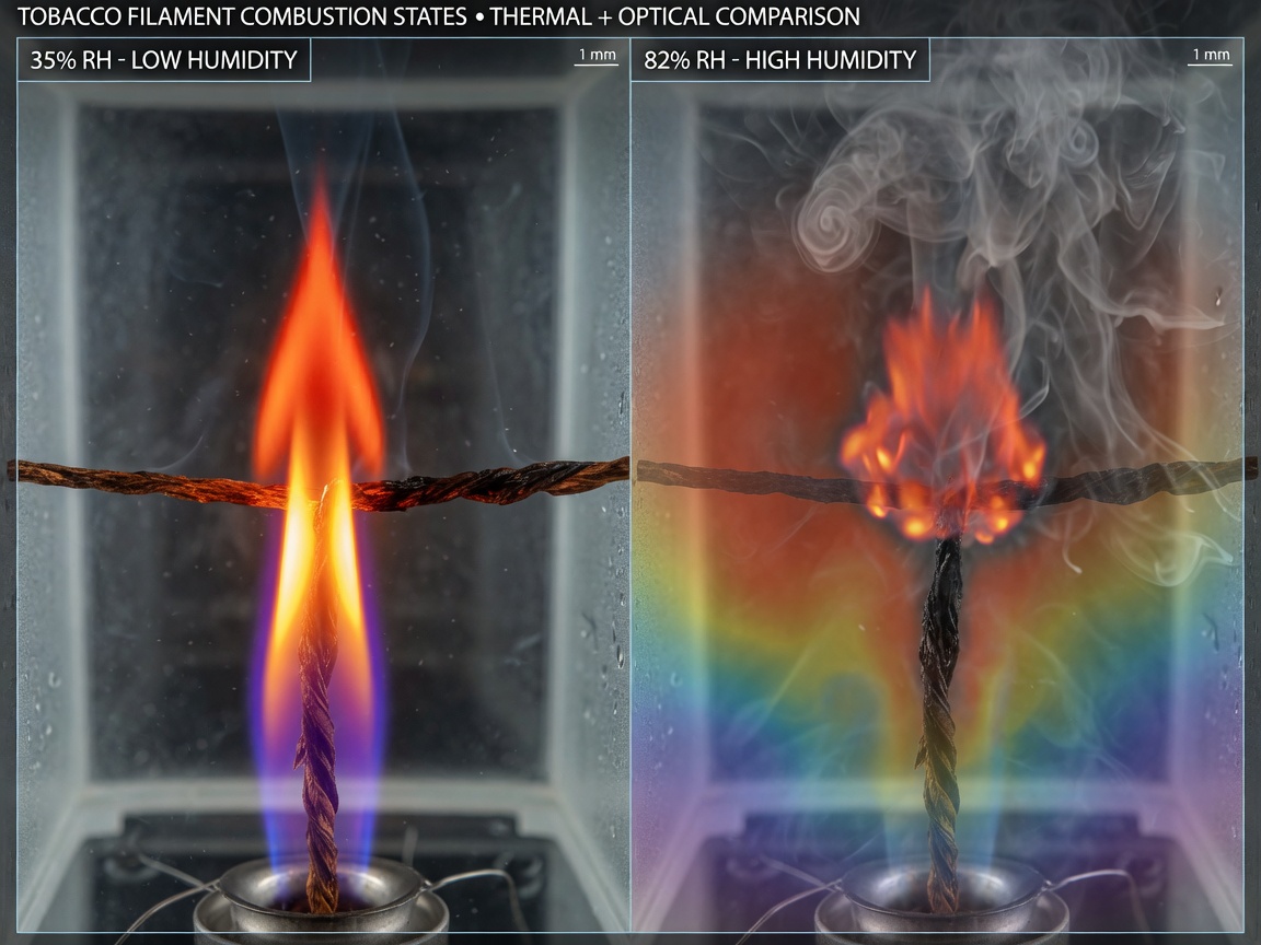 Fig. 1: Comparative experimental setup for combustion behavior under different humidity conditions in a constant temperature and humidity chamber